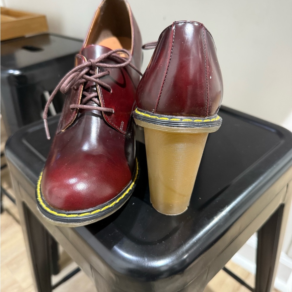 Women's Burgundy Dr. Martens Jinelle Heeled Oxford heels